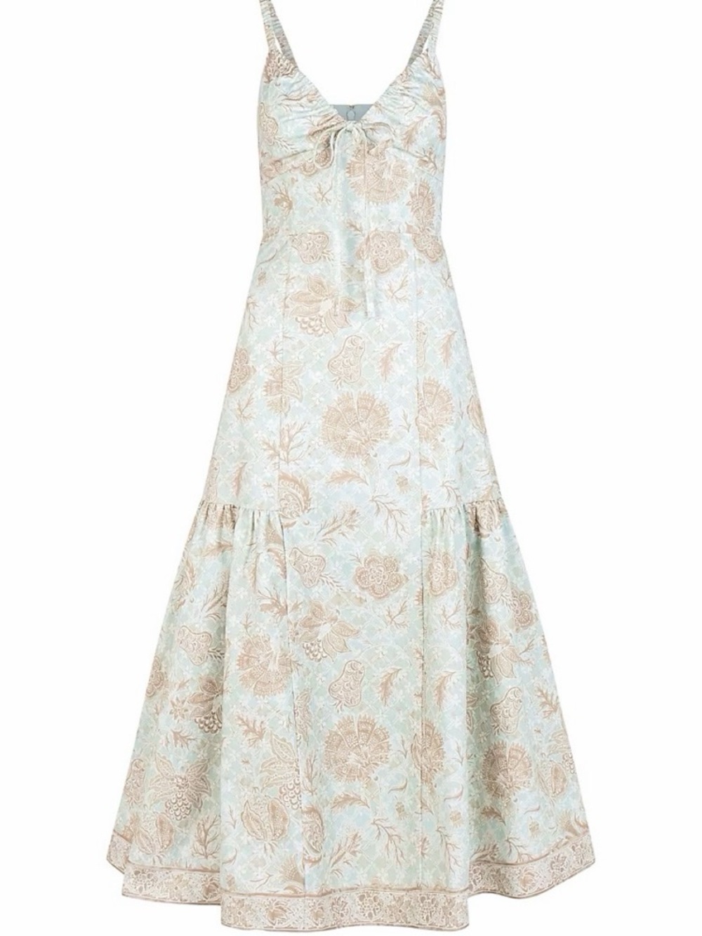 Hill House Home The Lillie Dress Calico Trellis Aqua Sand Size L NWT